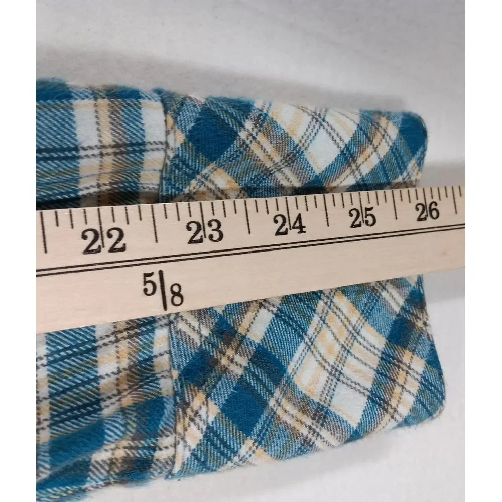 True Religion Men's Western‎ Pearl Snap Plaid Long Sleeve Shirt Horseshoe Medium